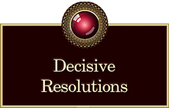 Ornate red centered button linked to: pdf document currently in preparation, 'Decisive Resolutionsâ€™, a hardline assessment of prevailing Western assumptions and the evidence claimed to support them.
