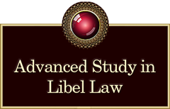 Ornate red centered button linked to: pdf document labelled ‘Advanced Study in Libel Law’, an entrance into the law’s highest reaches examining the nexus between blasphemy and sedition.