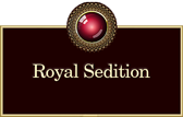 Ornate red centered button linked to: pdf document labelled, 'Royal Sedition', an Information concerning Constitutional crime committed by H.R.H. Prince Charles.